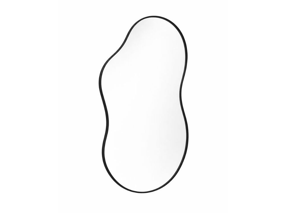 Black Irregular Asymmetrical Wall Mirror 36x24 Inch Aluminum Frame Decor