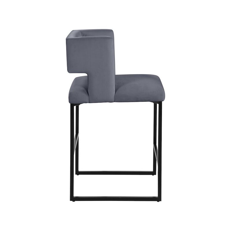 Meridian Furniture Caleb Velvet Counter Stool, Set of 2