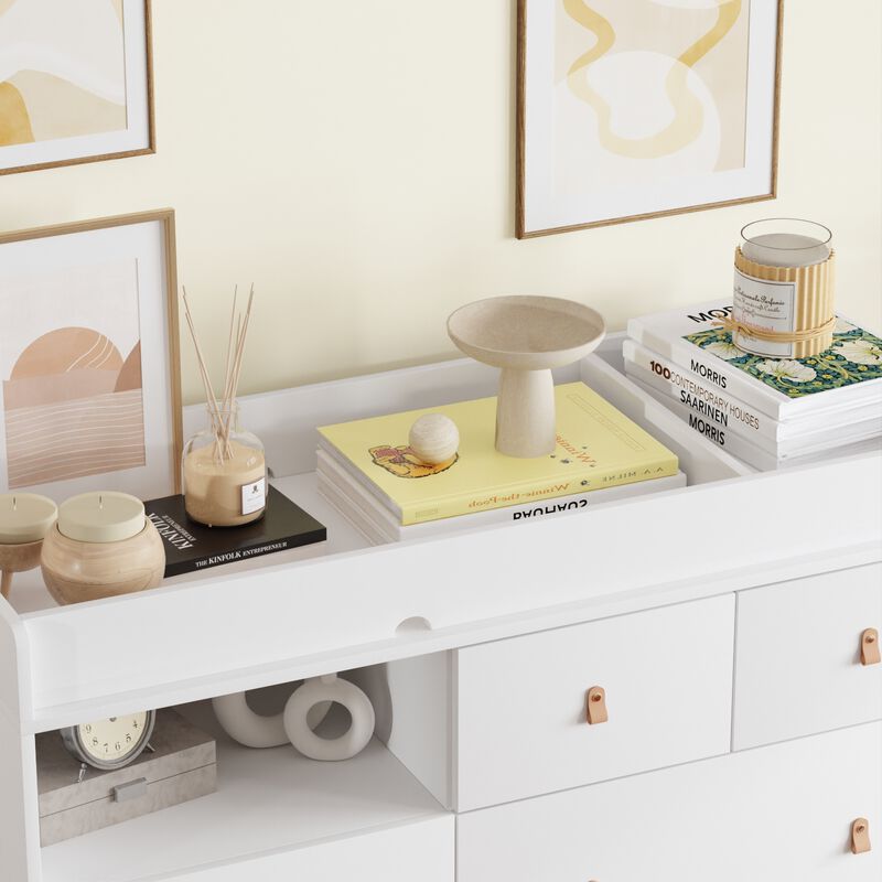 FUFU&GAGA White 4-Drawer Kids Dresser with Changing Table ,Nursery Storage Solution（45" W x 18" D x 37" H ), White