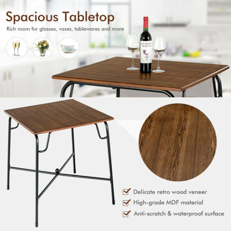Hivvago 5 Pieces Bar Table Set with 4 Counter Height Backless Stools