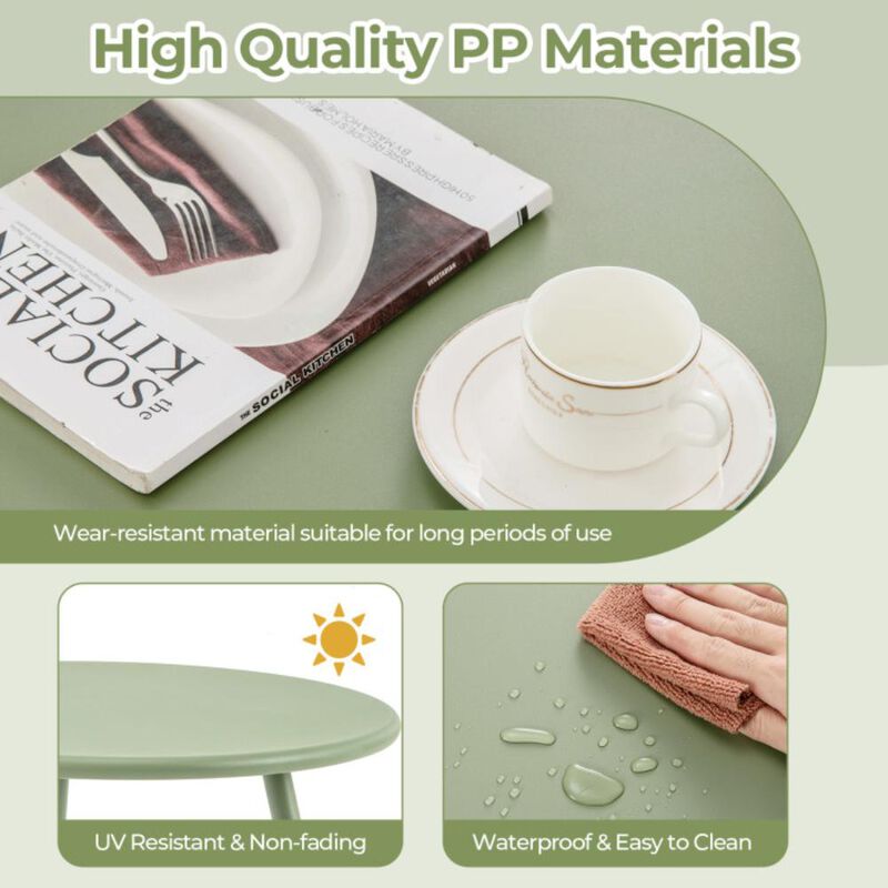 Hivvago All Weather PP Patio Conversation Set with Round Coffee table and 2 Chairs