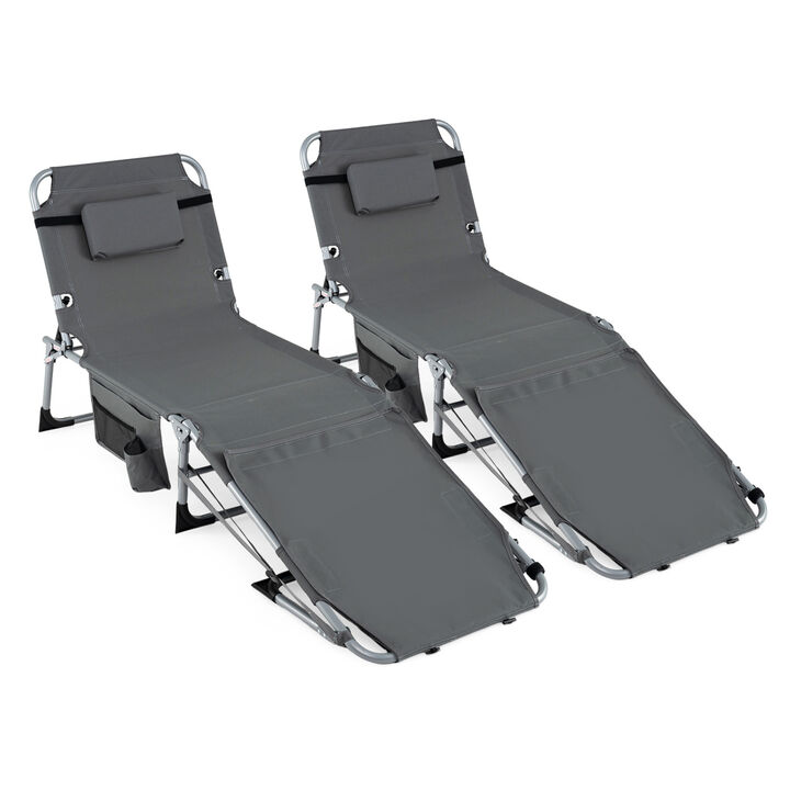 2-Piece Tanning Chairs with Face and Arm Holes, 4-Level Adjustable Backrest