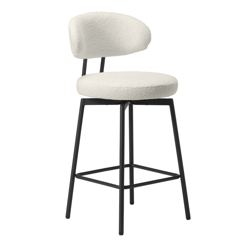 WestinTrends Modern Upholstered Sherpa Fabric Counter Height Bar Stools with Back (Set of 2) image number 2