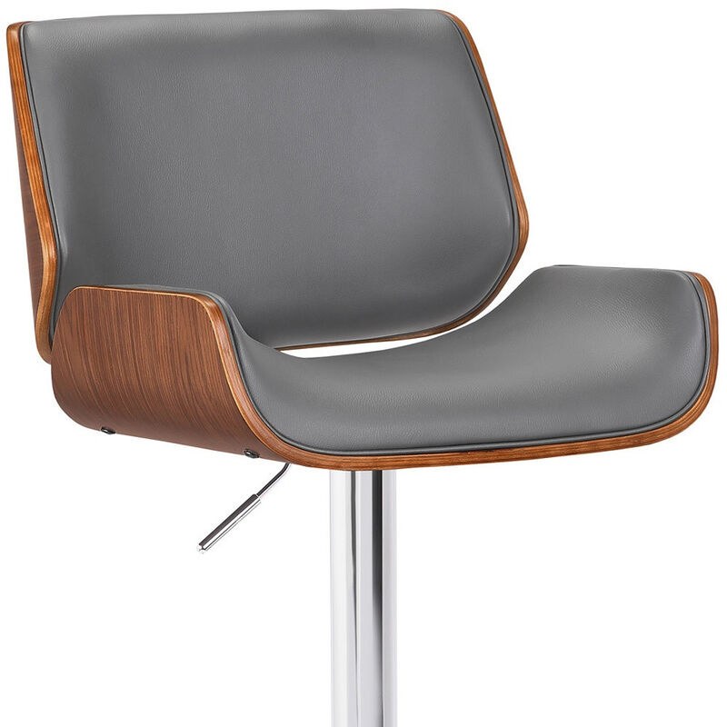 Hivvago 24 Inch Gray And Silver Iron Swivel Low Back Adjustable Height Bar Chair