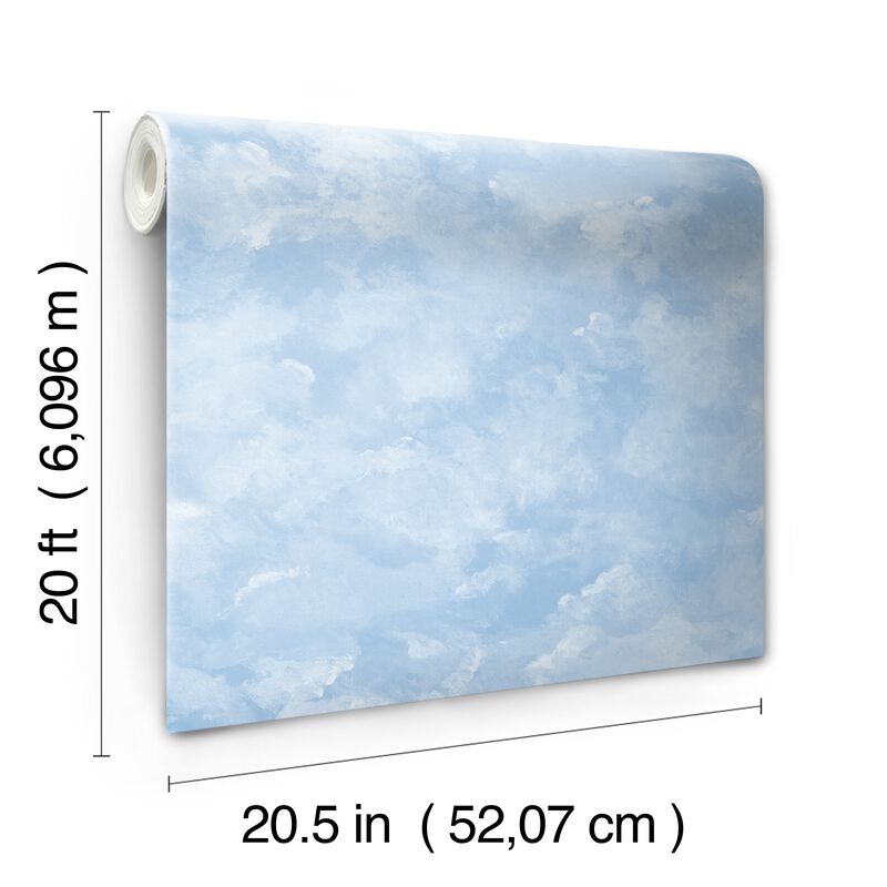 Atrium Clouds Blue Peel & Stick Wallpaper (Double Roll) image number 5