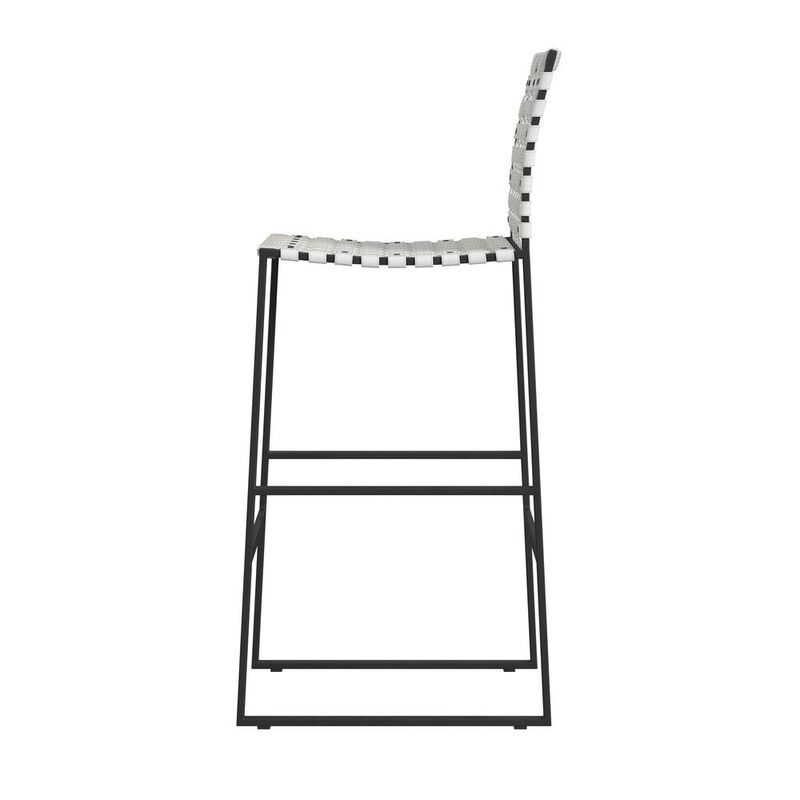 Butler Specialty Urban Woven Leather Rectangular  28 Barstool, White