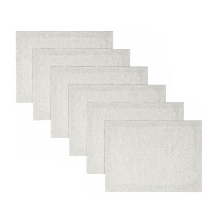 Solino Home 100% Pure Linen Placemats 14 x 19 Inch Set of 6 - Sonoma