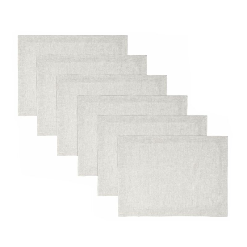 Solino Home 100% Pure Linen Placemats 14 x 19 Inch Set of 6 - Sonoma
