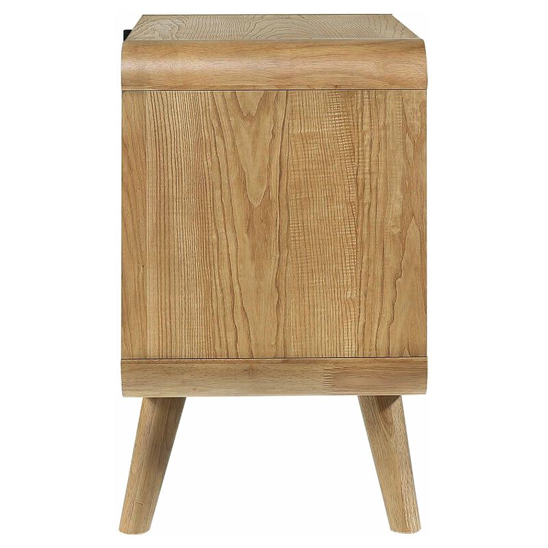 Ryb Nightstand with 2 Drawers, Curved Corners, Light Ash Wood 27 Inch image number 6
