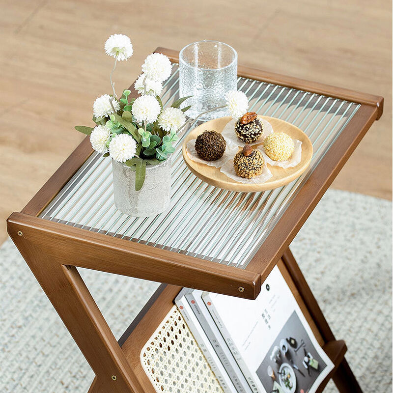 Geswek Rattan Nightstand Side Table image number 5