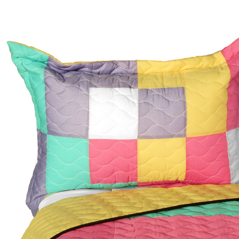 Wonderland Quilted Patchwork Quilt Set 3PC Queen Size Cozy Bedding image number 4