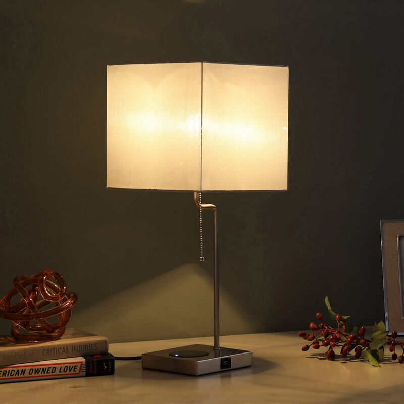 Streamdale 21.5-Inch Aston Square Table Lamp with Charging Station