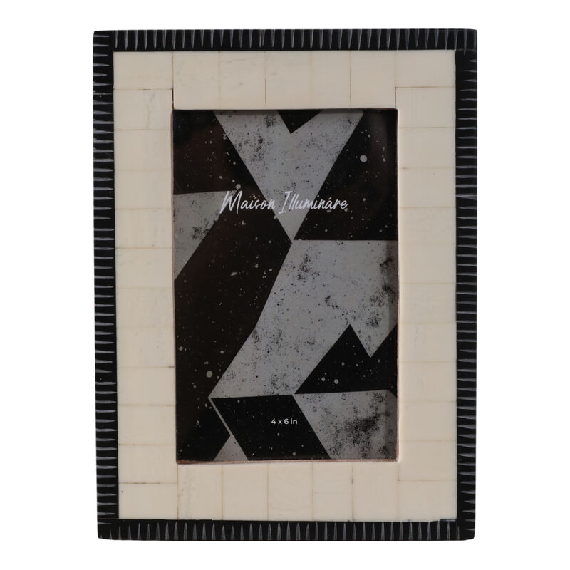 4x6" Etched Border Photo Frame, Ivory/ Black image number 0