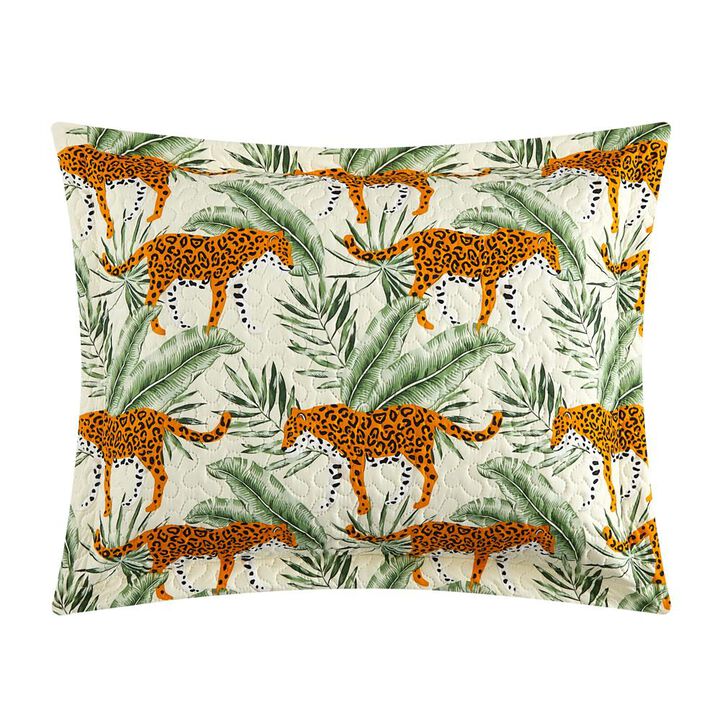 NY&C Home Wild Safari 3 Piece Quilt Set Big Cat Jungle Themed Pattern Print Bedding - Pillow Shams Included, King