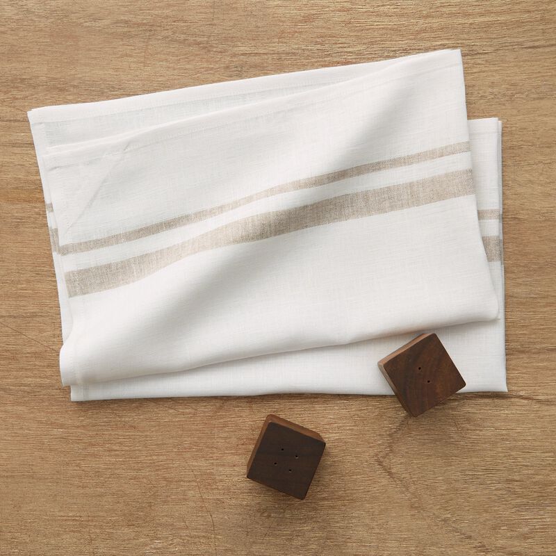 Christmas Linen Kitchen Towels 17 x 26 in Set of 2 - French Stripe, Solino Home