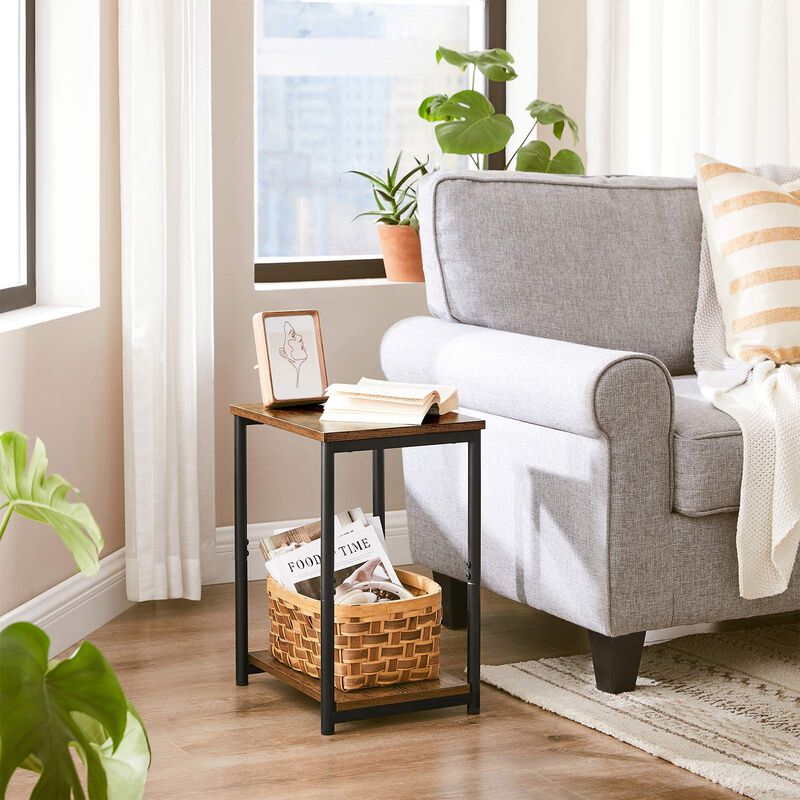 End Table with Storage Shelf - Stylish Side Table for Organized Living Spaces