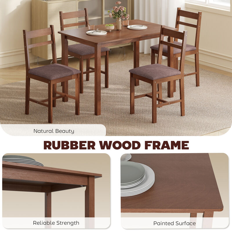 Hivvago Solid Wood Dining Table Set with Upholstered Chairs image number 4