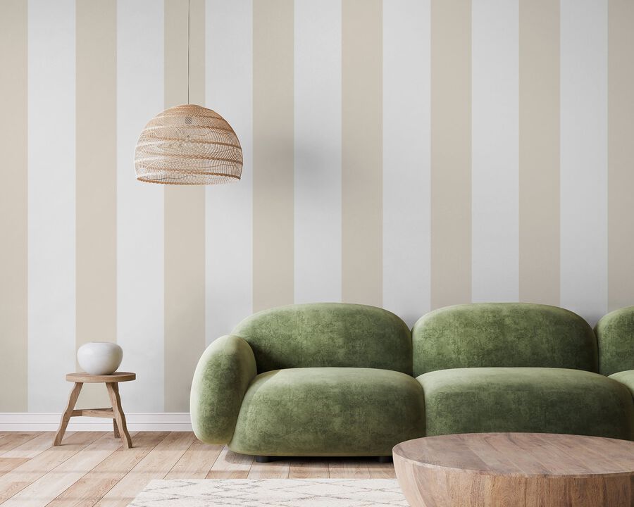 Style Sisters Half Stripe Beige Wallpaper SS21236