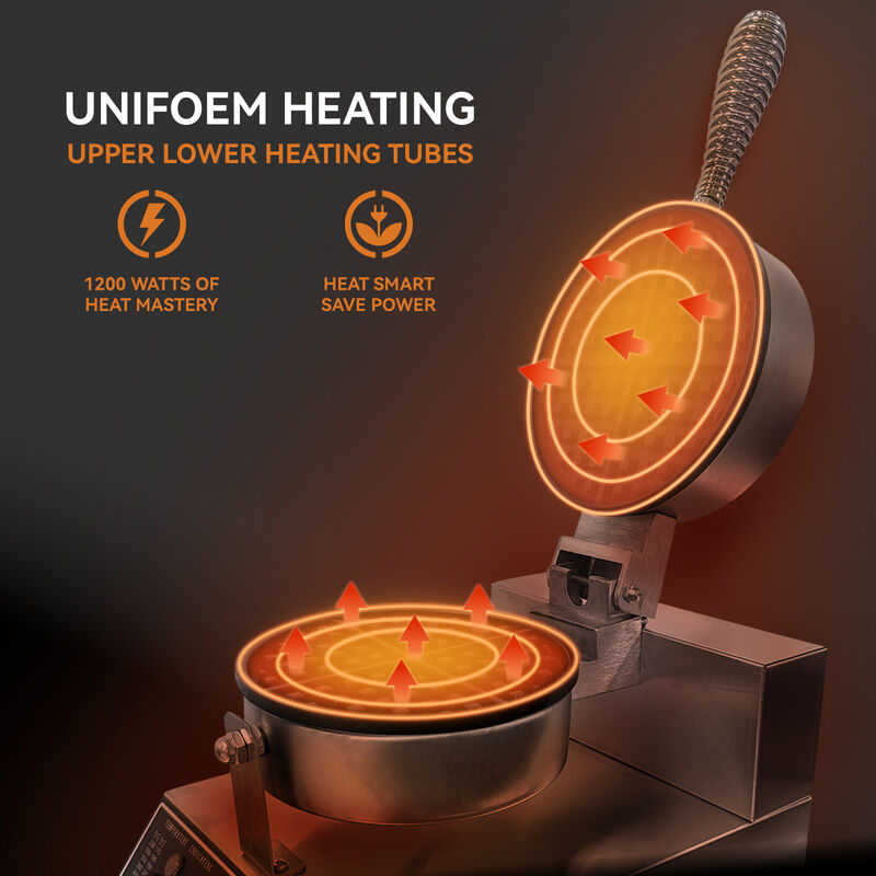1200W Stainless Steel Waffle Maker, Nonstick Plate 122-572&deg;F Adjustable Temp&Timer for Home&Bakeries image number 1