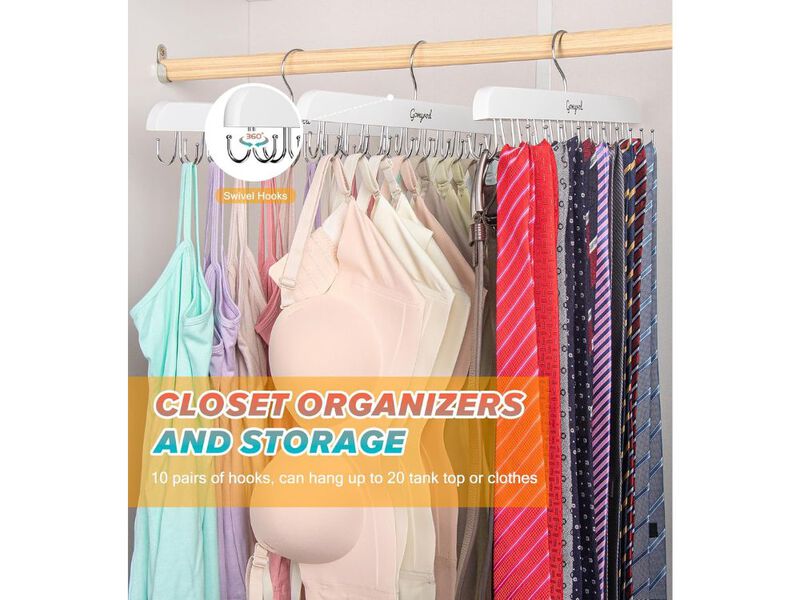 2-Pack Bra Hanger for Closet | Wooden Tank Top Hanger with 20 Hook Capacity image number 1