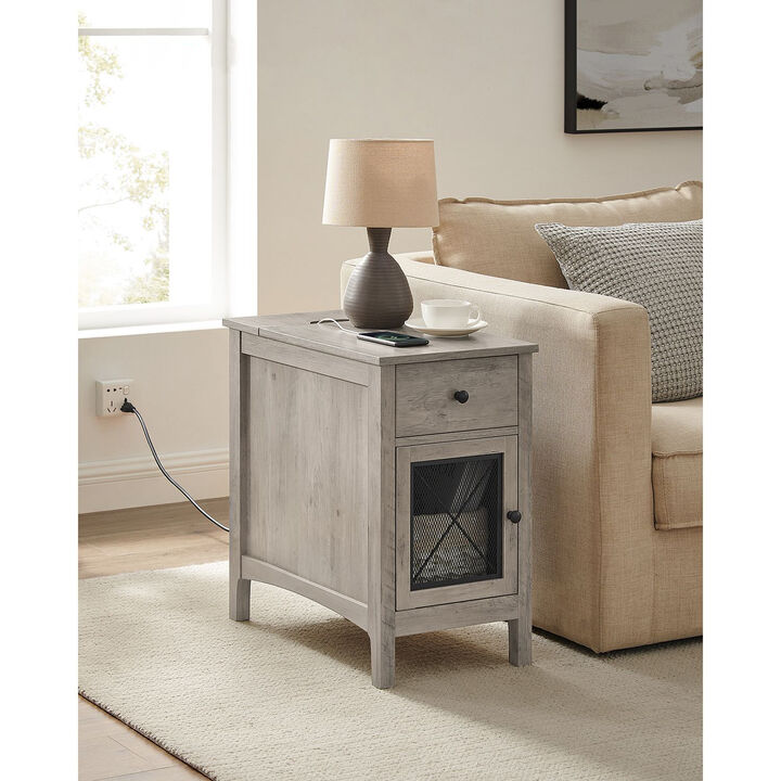 Side Table with Storage and Charging Station