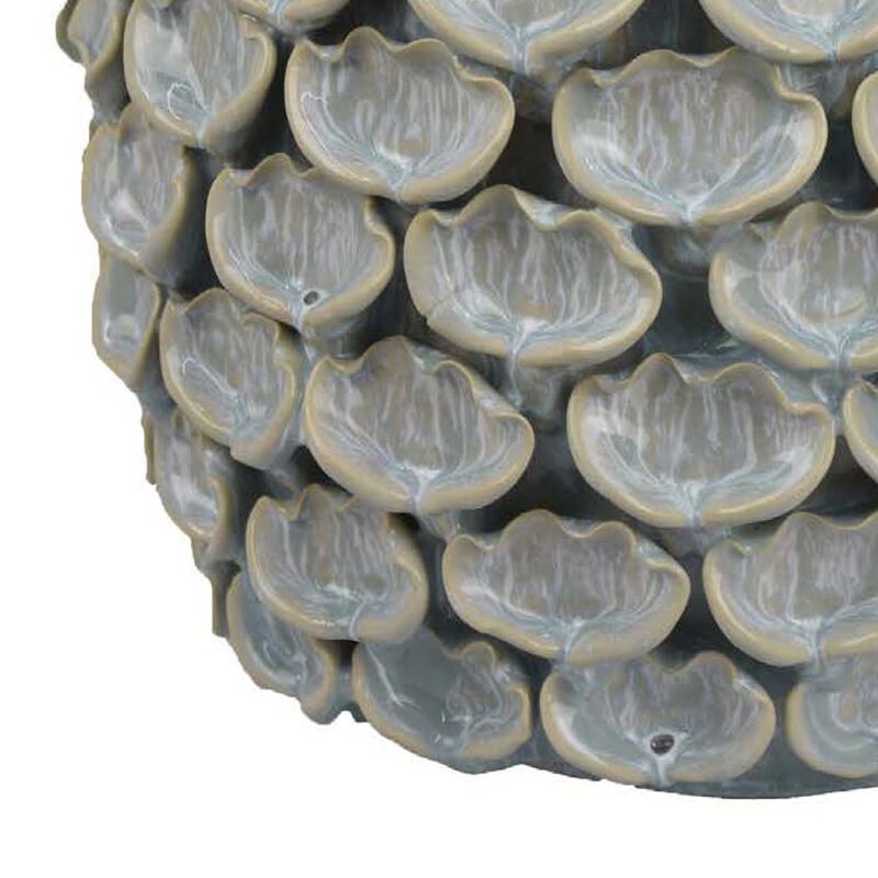 Decorative Textured Planter, Seashell Style 12 Inch Gray Ceramic Body