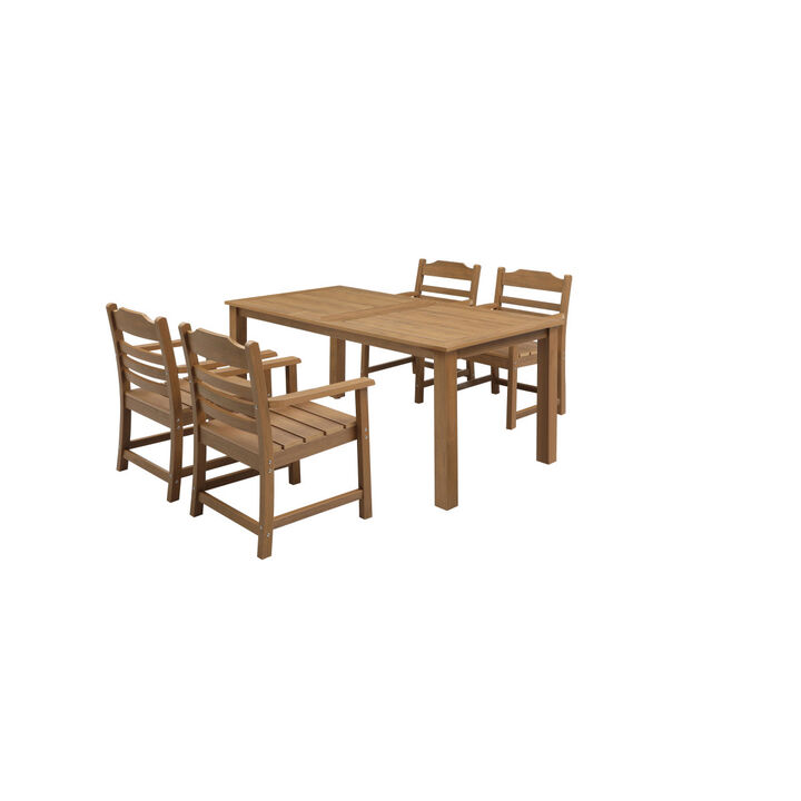 HIPS Dining Set, 5 Pieces(4 Dining chair+ 1 Dining Table), Outdoor/Indoor Use, TEAK