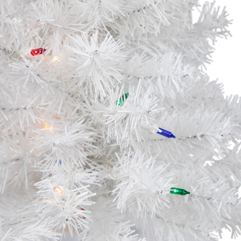 18" Pre-Lit Snow White Artificial Christmas Tree  Multi Lights