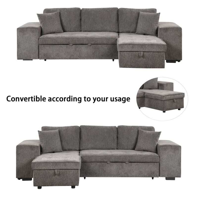 Titkos Linen L‑Shape Reversible Sectional Sleeper Sofa image number 3