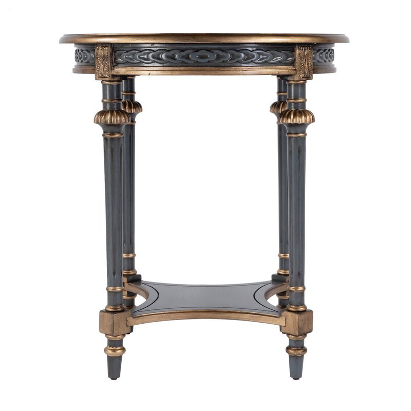 Butler Specialty Hellinger 24 in. W Round Wood Tall End Table with Open Shelf, Pastel Green image number 4