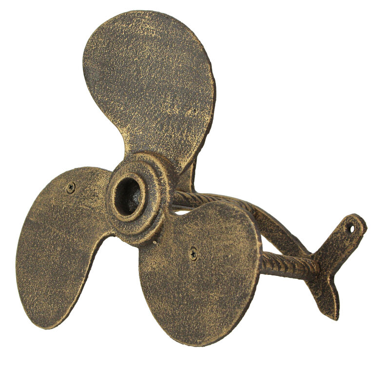 Bronze Cast Iron Boat Propeller Wall Mounted Decorative Garden Hose Holder Decor image number 0