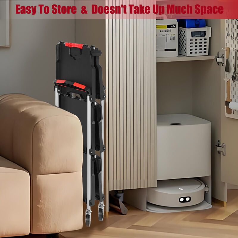 ELEMENT ACE Foldable 3-Shelf Heavy Duty Rolling Utility Cart with Swivel Wheels Ergonomic Handle Portable Transport Cart for Garage Office Home Warehouse Use image number 3