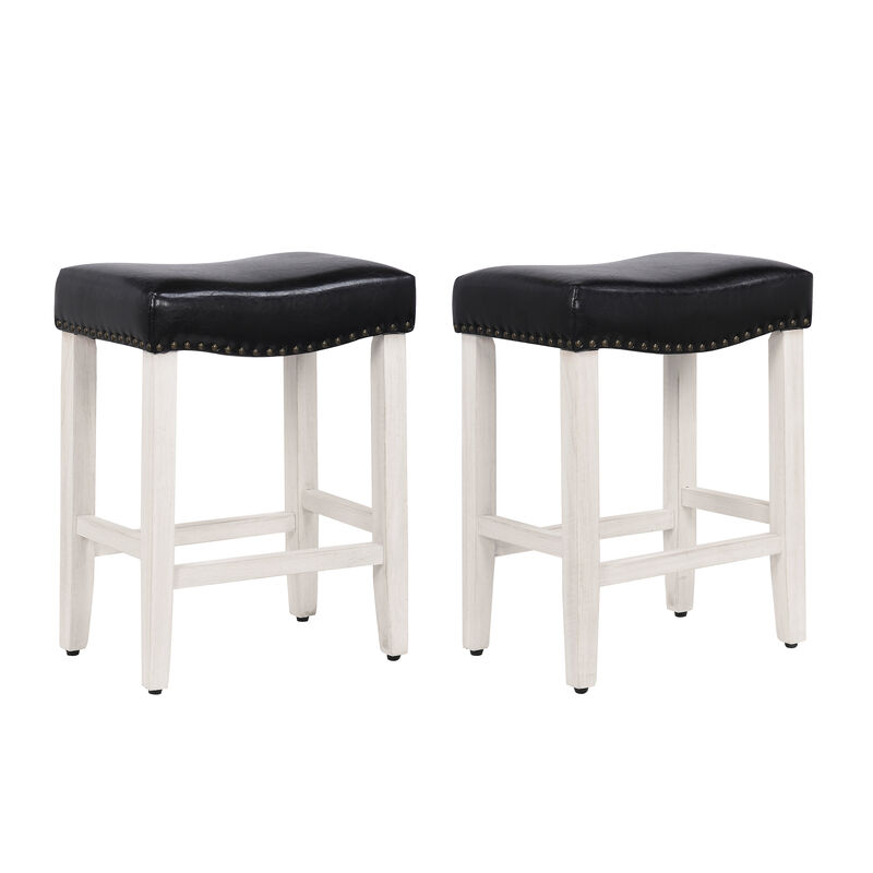 WestinTrends 24" Upholstered Saddle Seat Counter Stool (Set of 2)