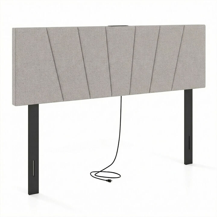 Geometric Headboard for Queen and Full Beds with Upholstered Design
