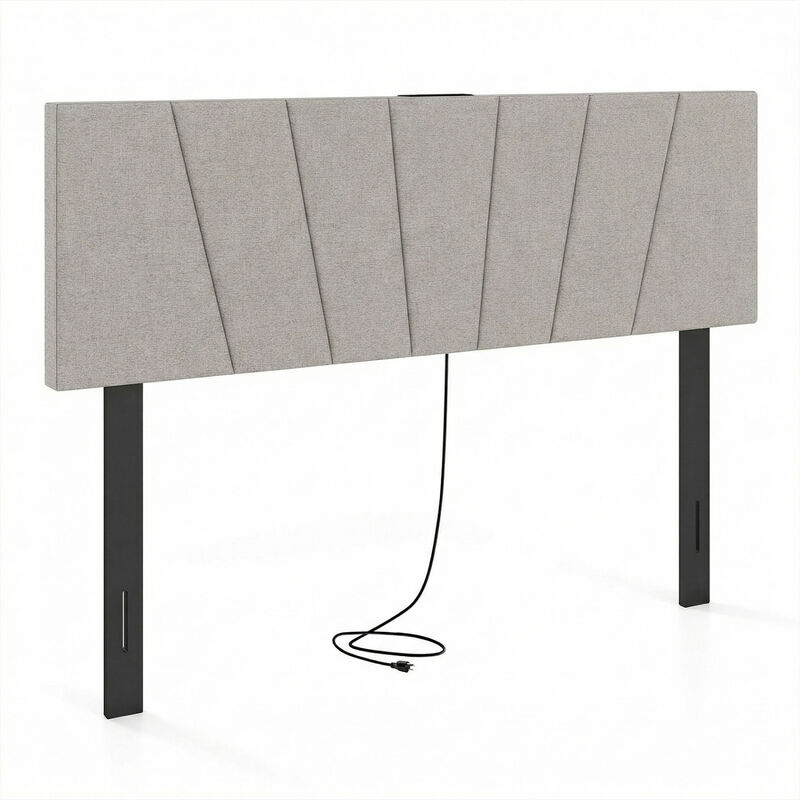 Geometric Headboard for Queen and Full Beds with Upholstered Design image number 0