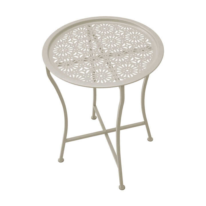 Atlantic Daisy Tray Side Table Tabletop Lifts Off to Serve as a Tray, Powder Coated Metal Construction, Safe for Inside and Out, Folds for Small Space