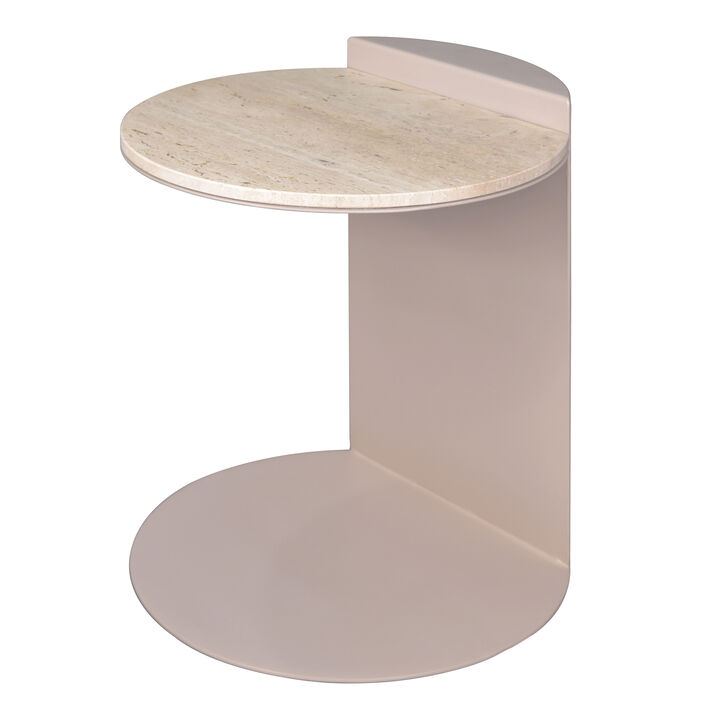 Evelyn 16" Contemporary Natural Marble/Metal Handmade C-Shaped End Table