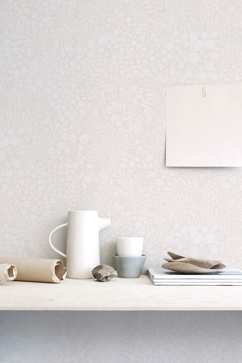 Siv Light Grey Botanical Wallpaper