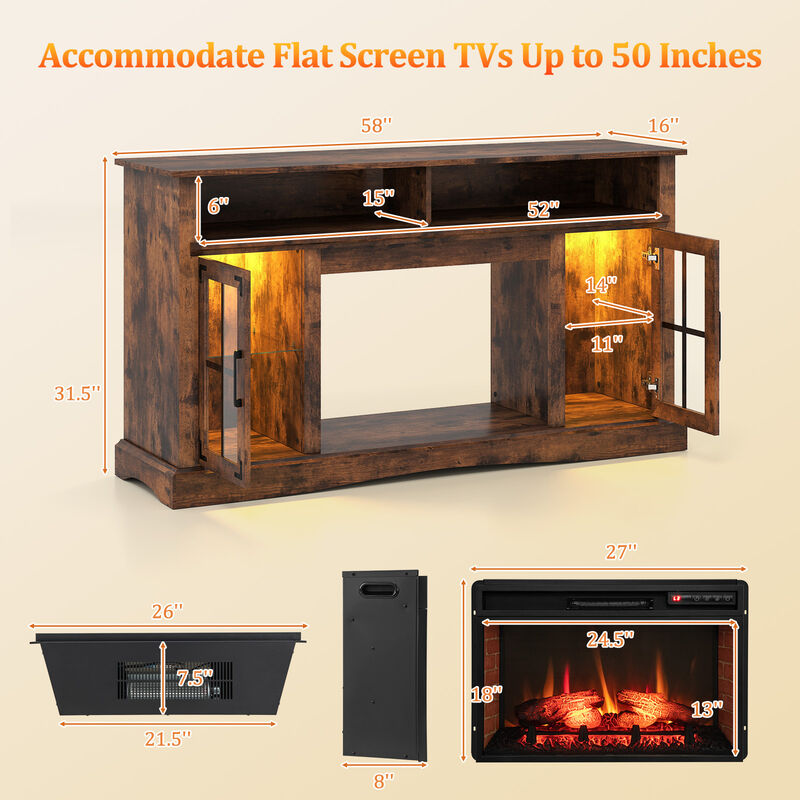 Electric Fireplace TV Stand with Remote Control and Thermostat for Living Room image number 2