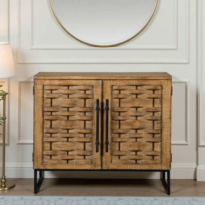 Osin Accent Buffet Cabinet, Woven Door Front, 41 Inch Natural Brown