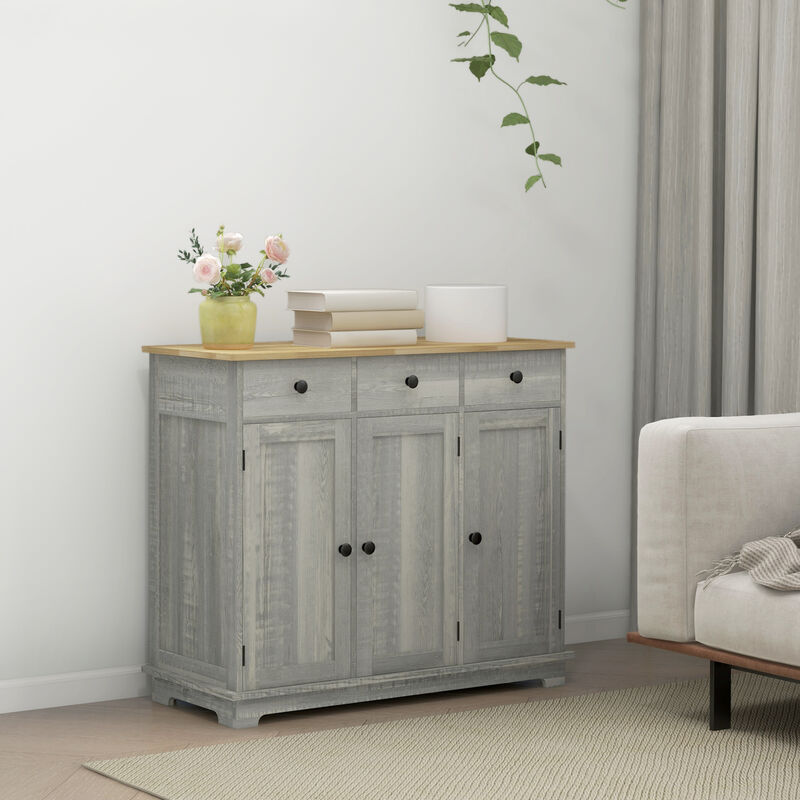 Space-Saving Kitchen Cabinet &ndash; Sideboard with Doors and 3 Drawers image number 6