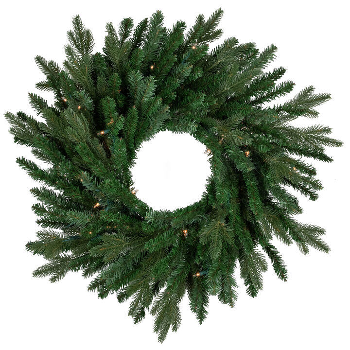 Pre-Lit Grande Spruce Artificial Christmas Wreath  24-Inch  Clear Lights