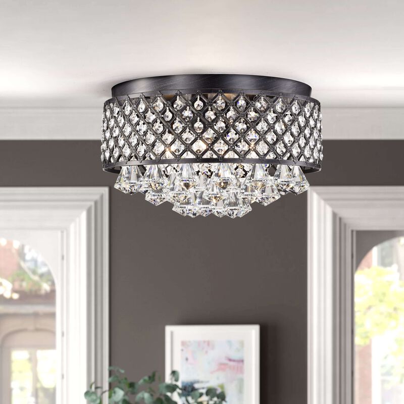 Vanessa 4-light 15" Antique Black Flush Mount Chandelier image number 6