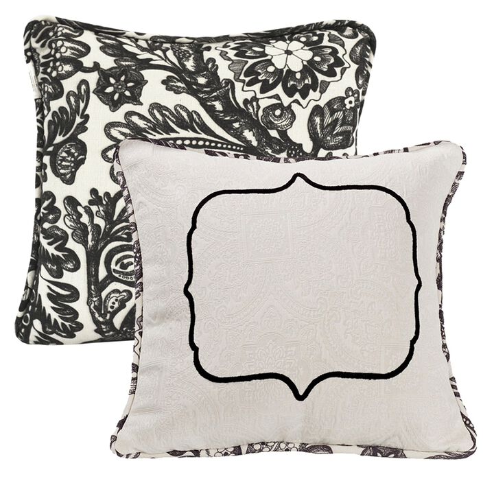 Augusta Embroidered Toile Throw Pillow