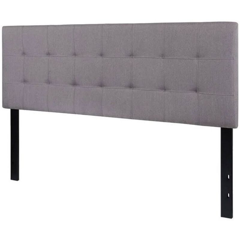 QuikFurn Queen size Modern Light Grey Fabric Upholstered Panel Headboard