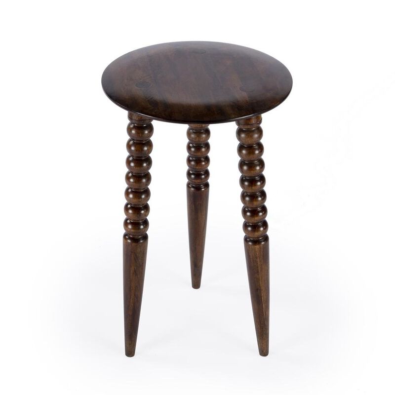 Starlight Canyon Home Round Wood Side Table &ndash; Small Round Nightstand in Brown Mango Finish image number 6