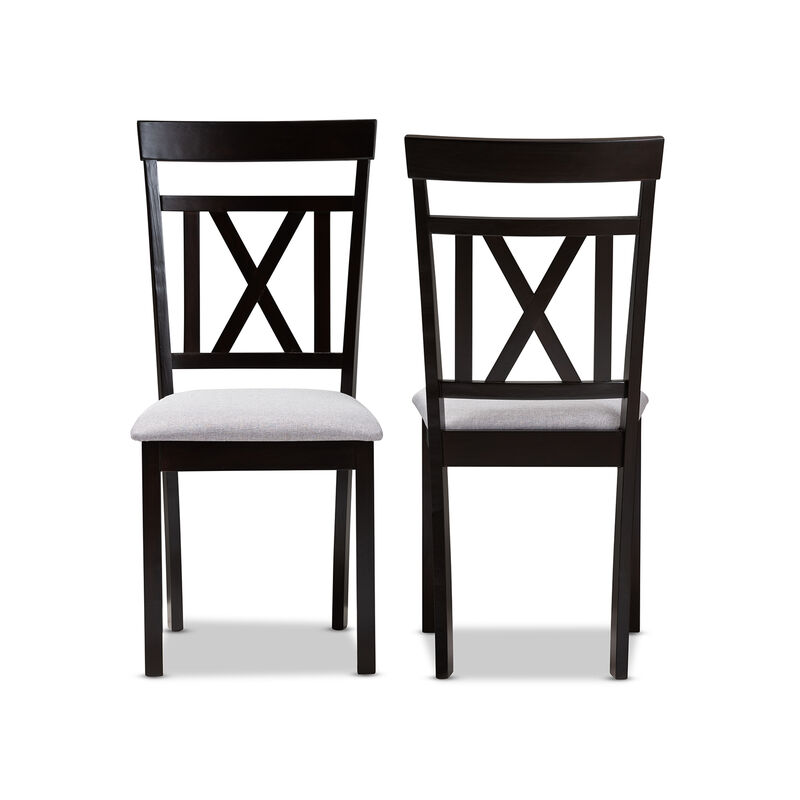 Baxton Studio Rosie Modern Grey Fabric Upholstered Dining Chairs Set of 2