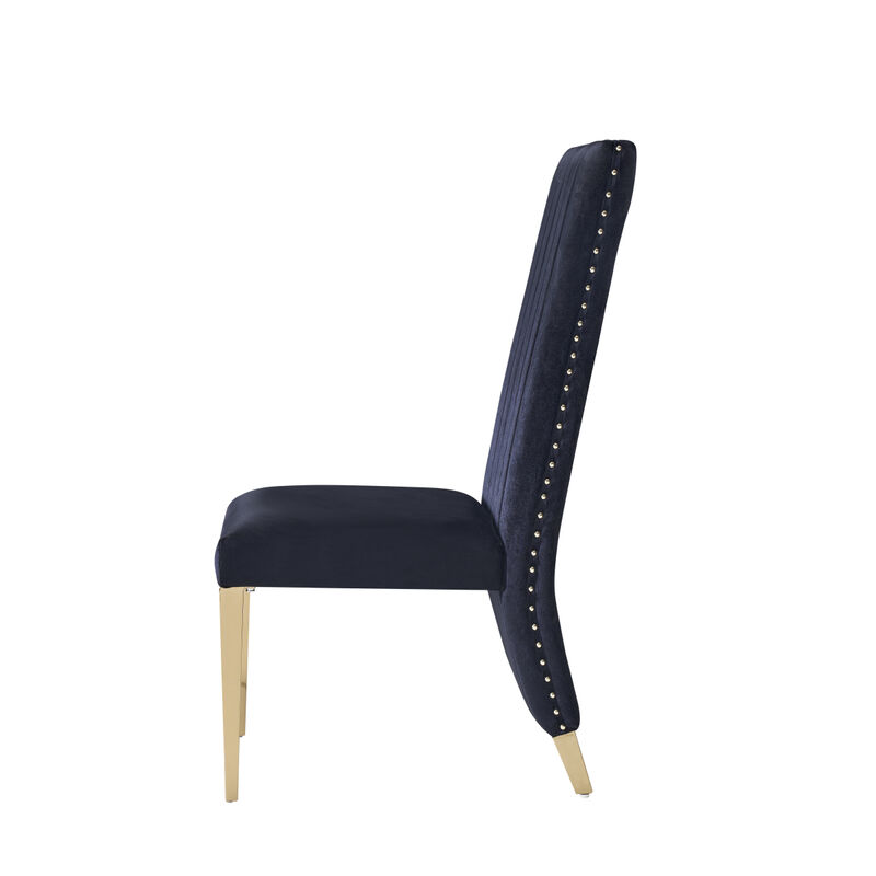 Keisha Modern Black Velvet and Gold Dining Chair Set of 2