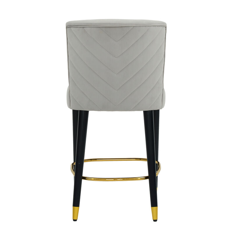 Christopher Knight Home Casper Modern Upholstered Rubberwood Barstool with Gold Circular Footrest (Set of 2) image number 6