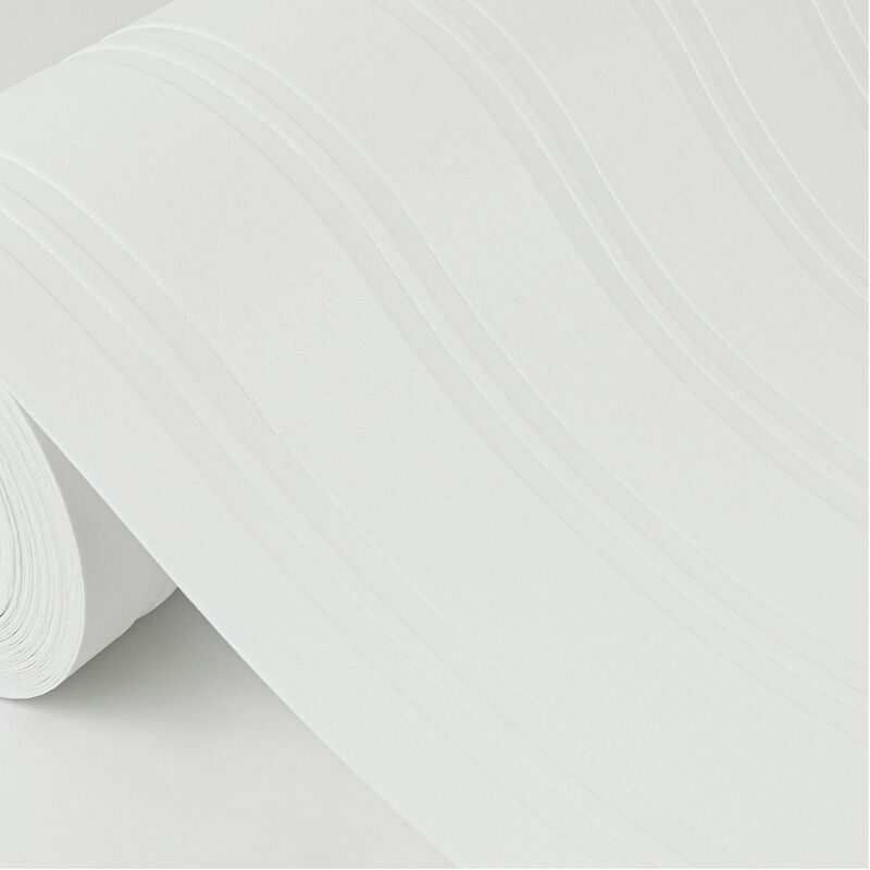 Elliott White Paintble Stripe Wallpaper (Double Roll) image number 4